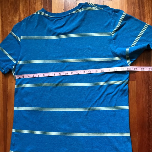 VOLCOM Striped T-shirt Mens Medium Blue and Yellow - Picture 6 of 8